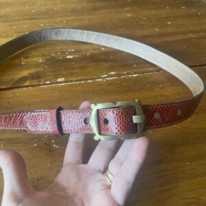 Vintage JOHNNY FARAH Women’s Brown Leather Belt Gold Brass Buckle 40”
